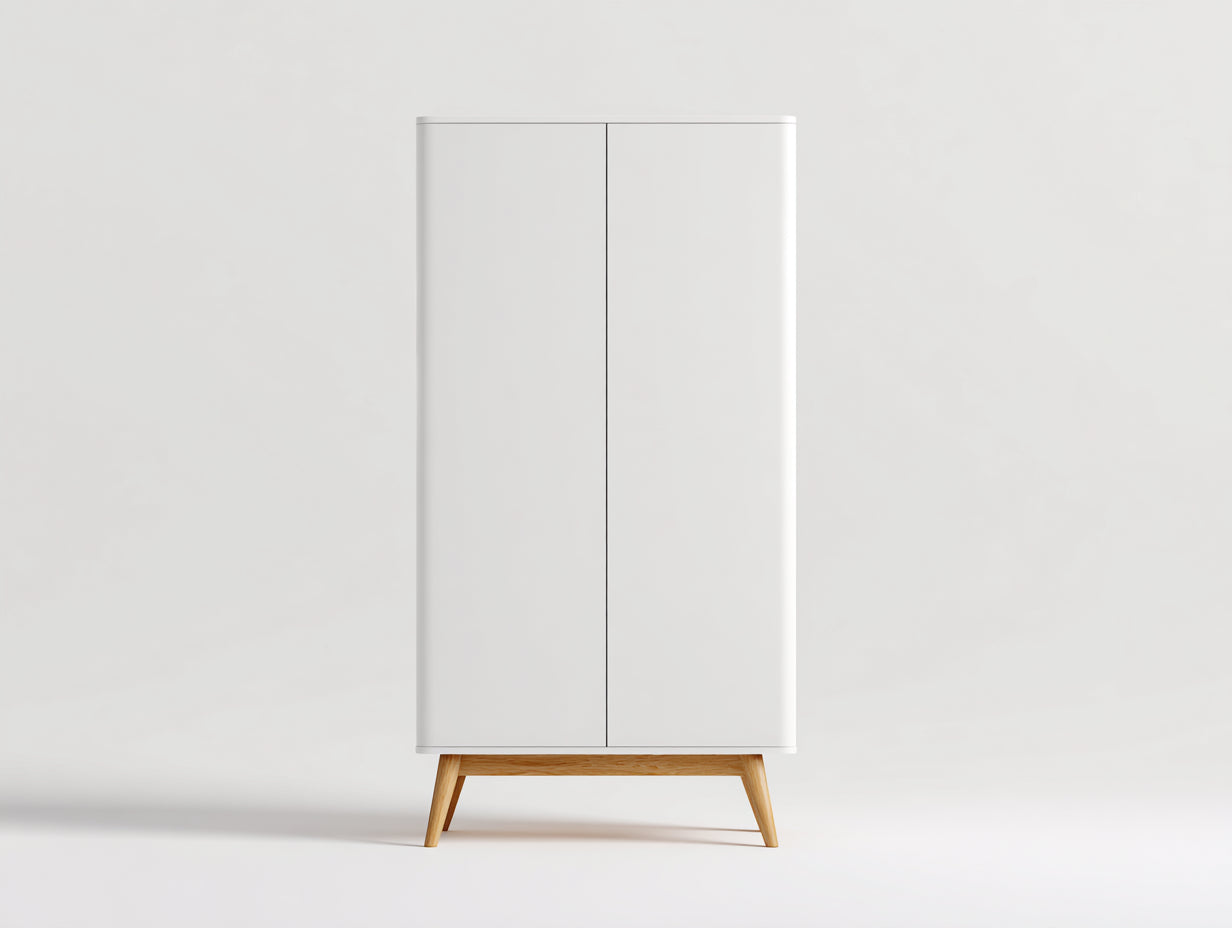 Armoire - MDF-bois - 98x50x180 cm - blanc-bois naturel - minimaliste