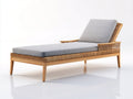 Bain de soleil - rotin-tissu-bois - 190x68x78 cm - gris-marron - naturel