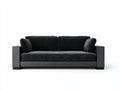 Canapé 3 places - tissu-bois - 205x84x75 cm - noir-gris foncé - contemporain