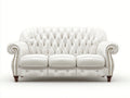 Canapé 3 places-cuir synthétique-bois massif-238x101x92 cm-blanc ivoire-marron-style classique luxueux