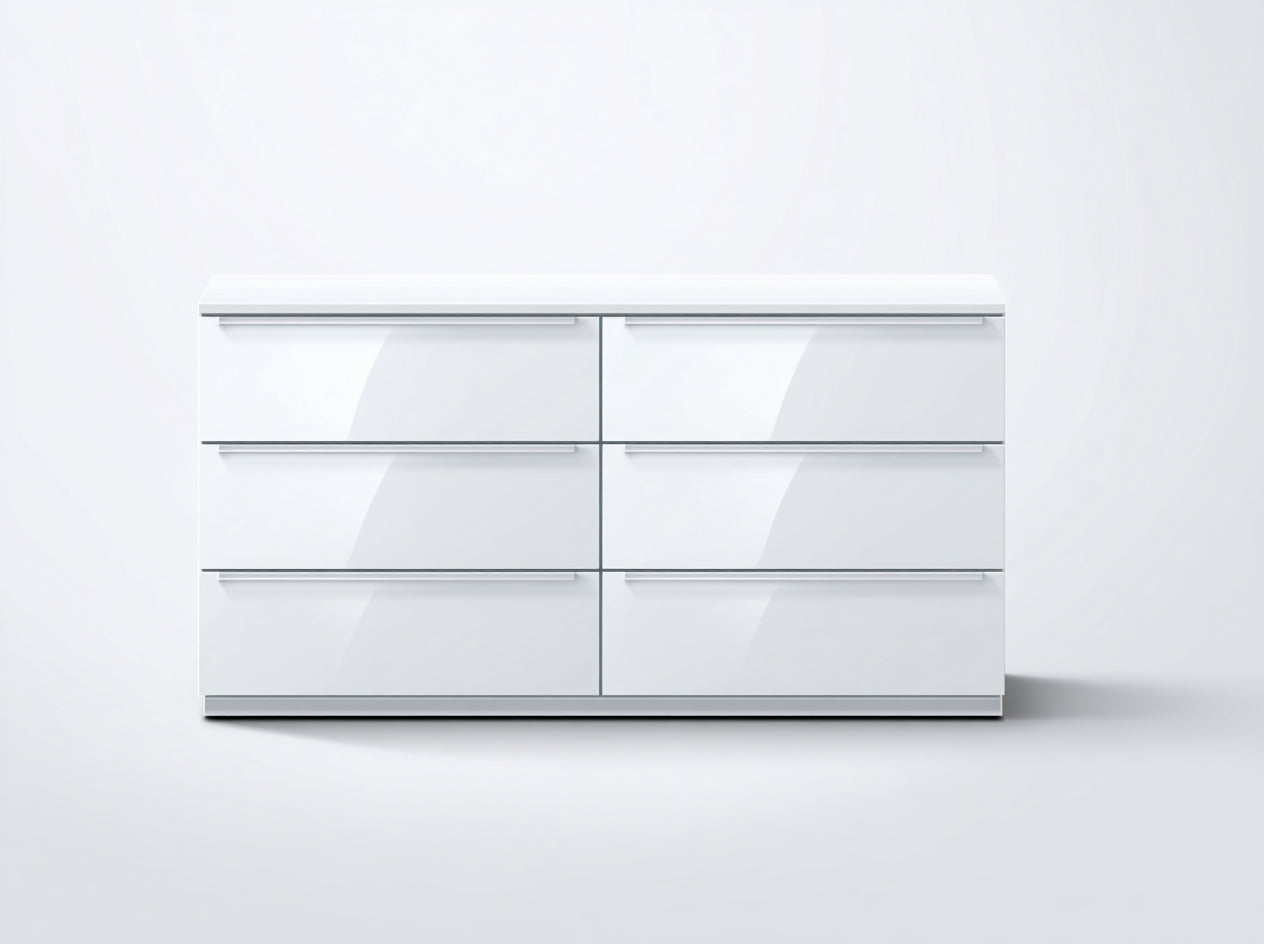 Commode - MDF-métal - 132x42x78 cm - blanc-argenté - moderne