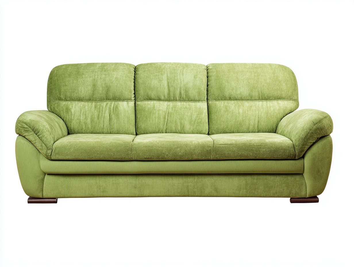 Canapé 3 places-velours-bois massif-226x95x90 cm-vert clair-marron foncé-style classique