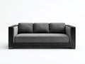 Canapé 3 places - tissu-bois - 220x86x78 cm - gris-noir - moderne