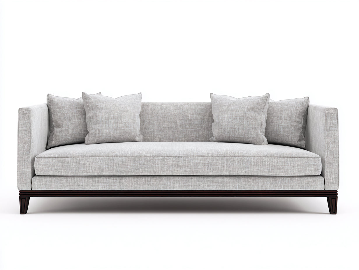 Canapé 3 places - tissu-bois - 222x88x76 cm - gris clair-marron foncé - classique