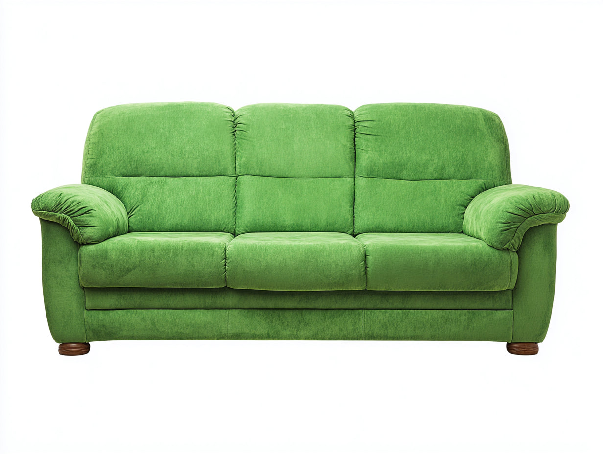 Canapé 3 places-velours-bois massif-232x99x92 cm-vert vif-marron foncé-style confort moderne