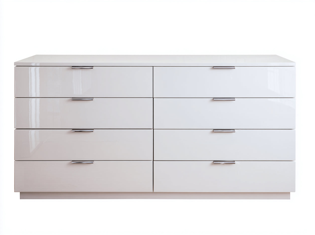 Commode - MDF-métal - 160x45x80 cm - blanc-argenté - moderne