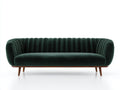 Canapé 3 places - velours-bois - 220x86x78 cm - vert foncé-marron - art déco