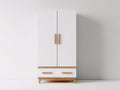 Armoire - MDF-bois - 100x52x200 cm - blanc-bois naturel - nordique
