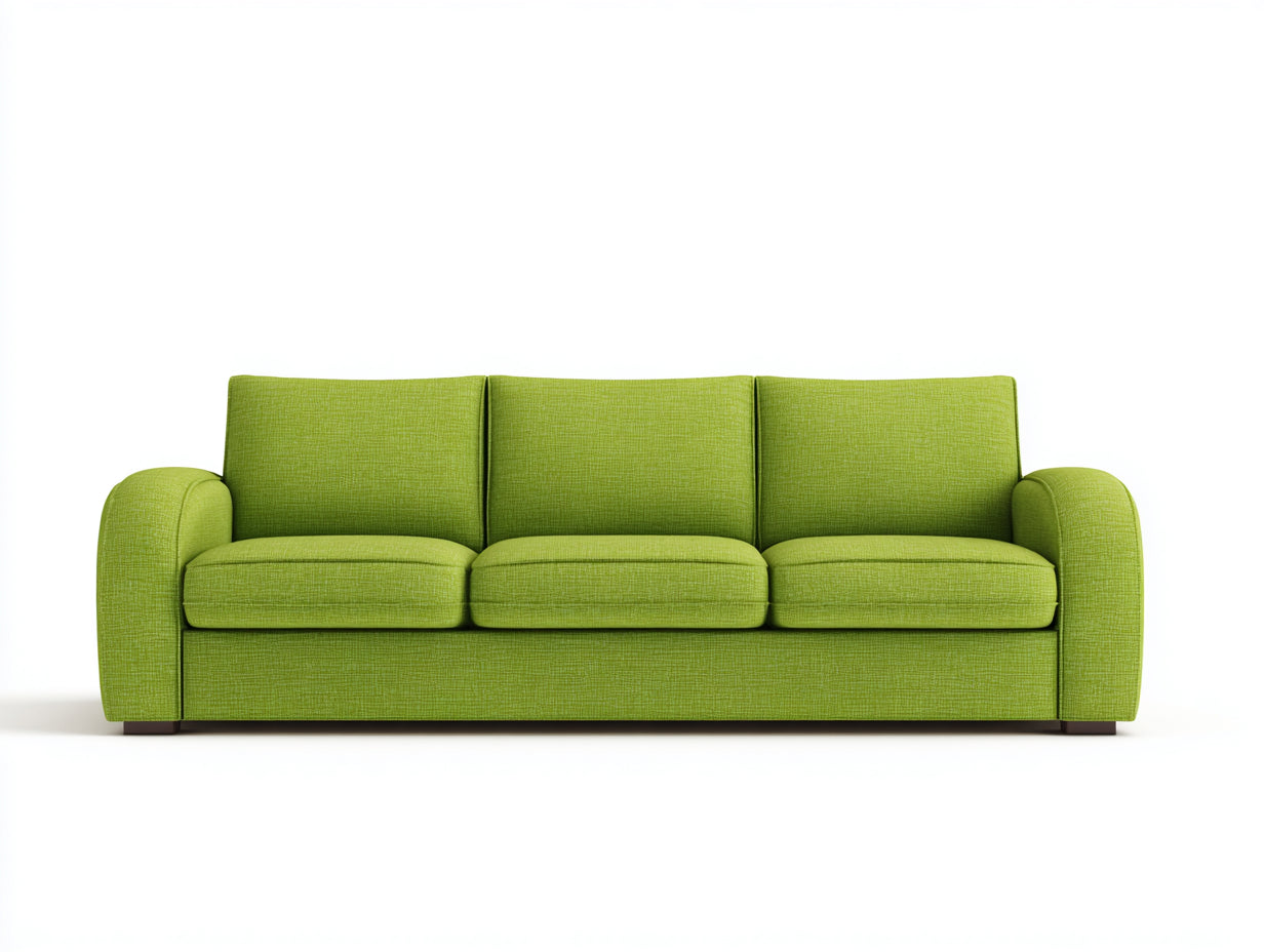 Canapé 3 places - tissu-bois - 208x86x76 cm - vert clair-marron foncé - moderne