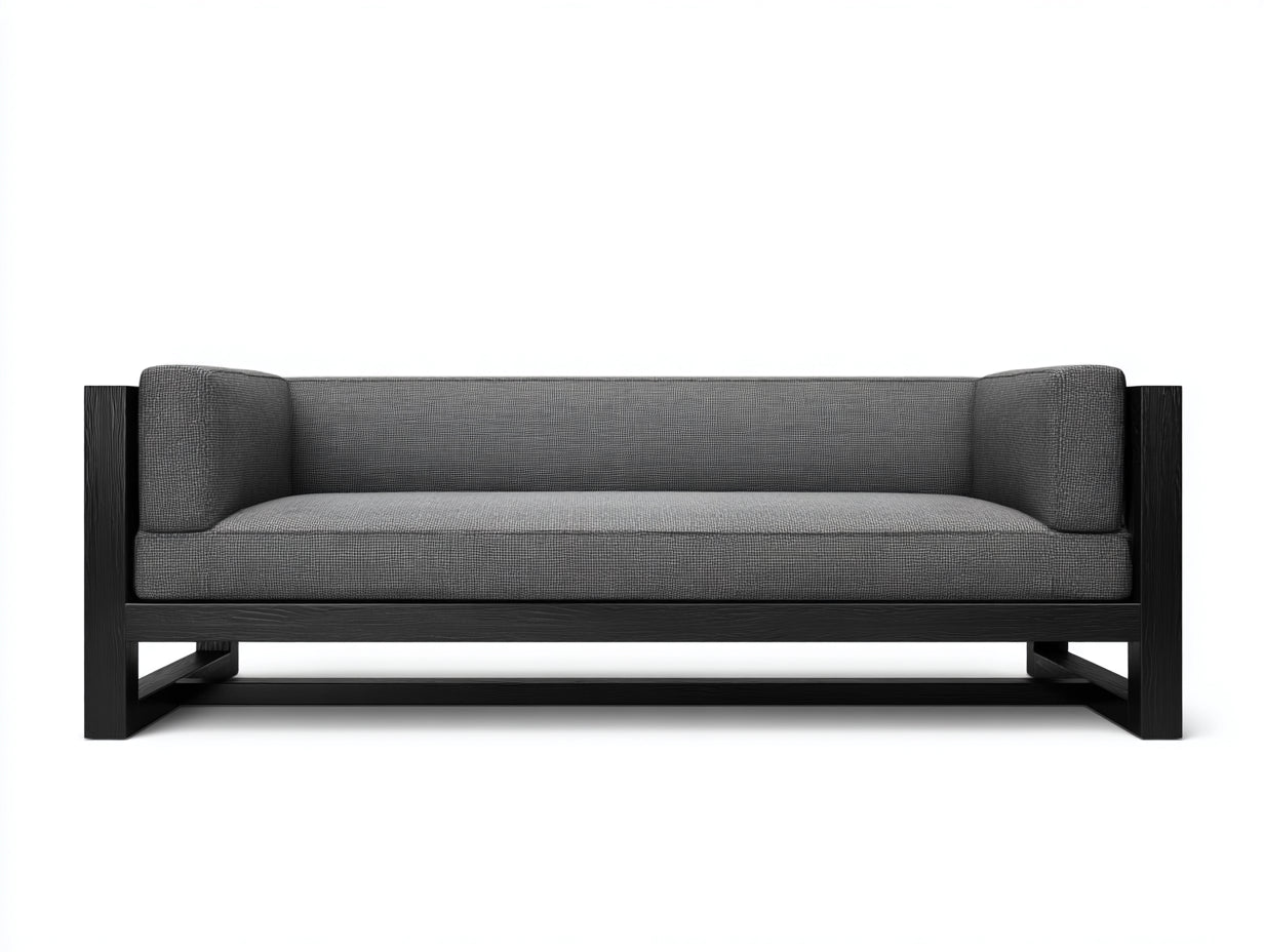 Canapé 3 places - bois-tissu - 220x82x72 cm - gris foncé-noir - moderne