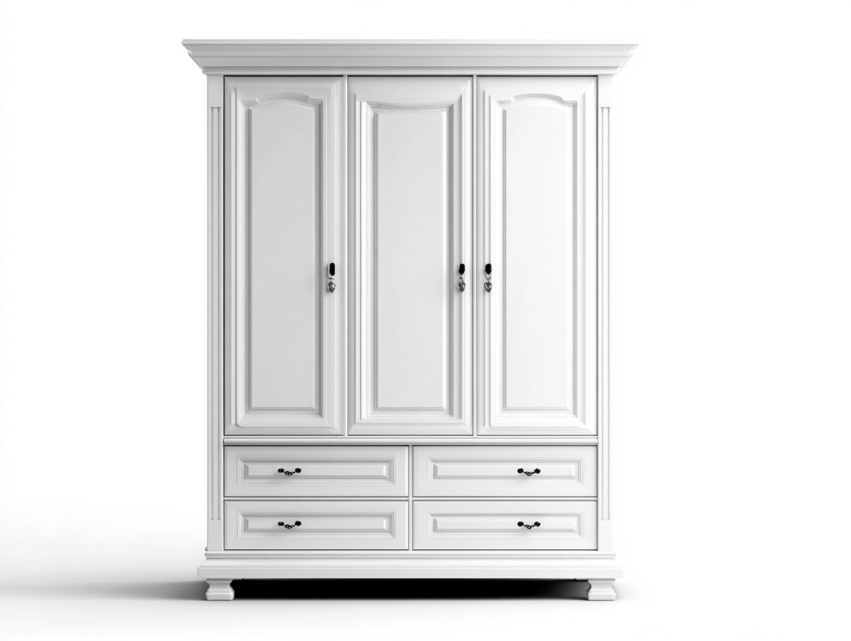 Armoire - MDF-métal - 160x56x218 cm - blanc-noir - classique