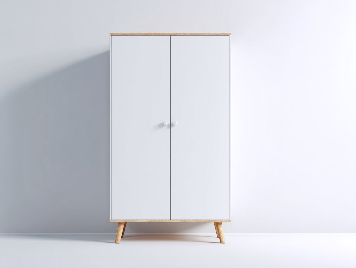 Armoire - MDF-bois - 110x50x185 cm - blanc-bois naturel - nordique