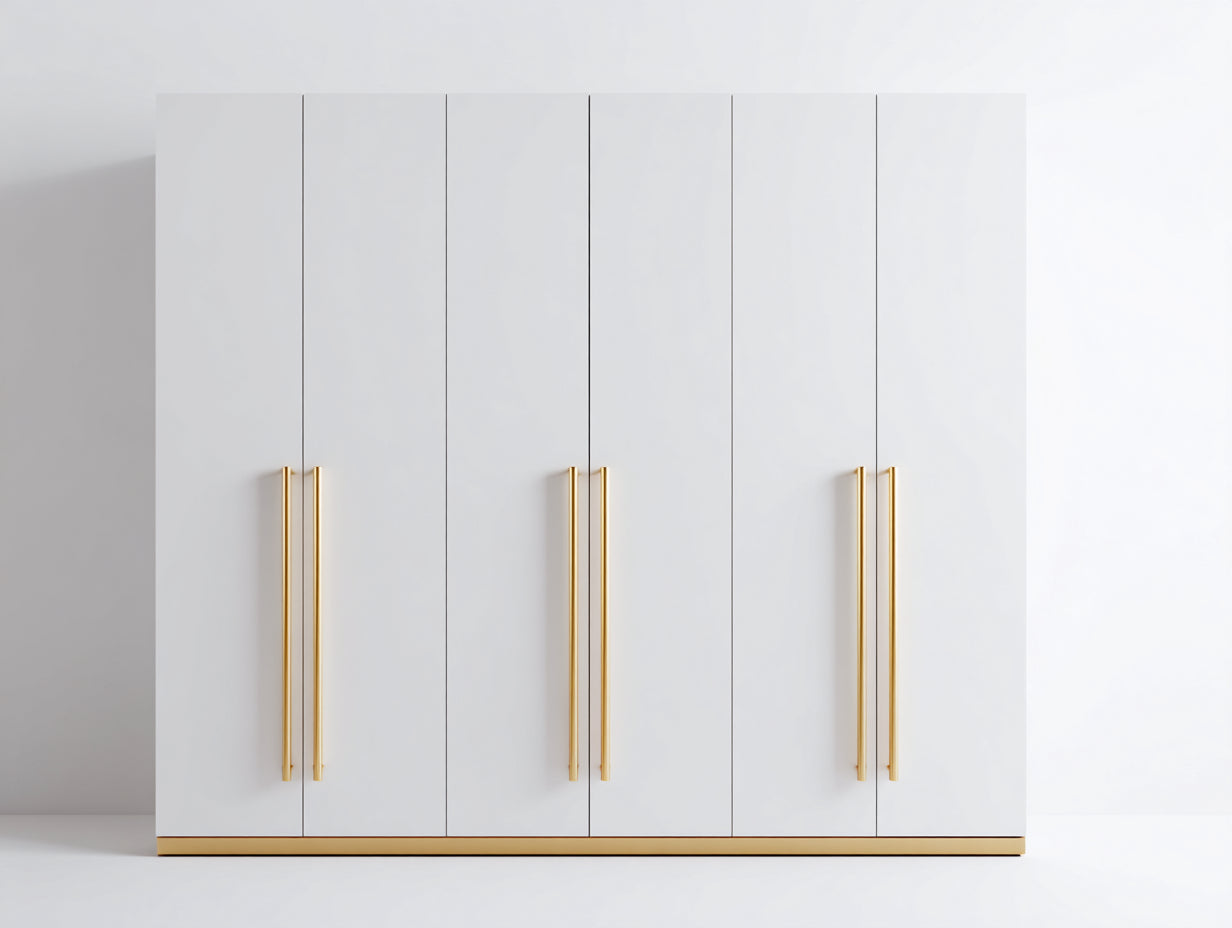 Armoire - MDF-métal - 240x60x205 cm - blanc-doré - moderne