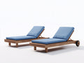 Bain de soleil - bois-tissu - 196x66x82 cm - bleu-marron - moderne