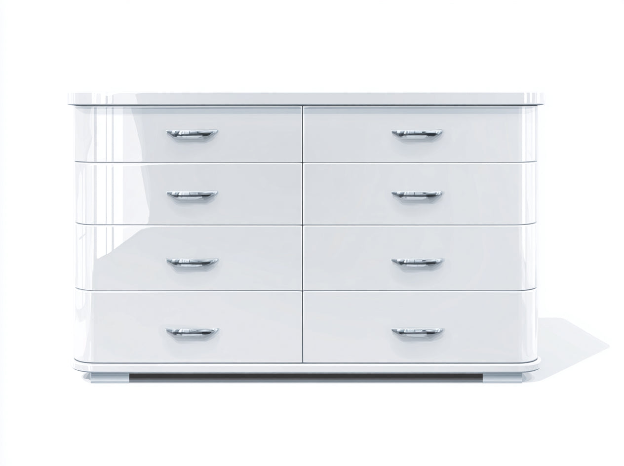 Commode - MDF-métal - 145x45x86 cm - blanc-argenté - contemporain