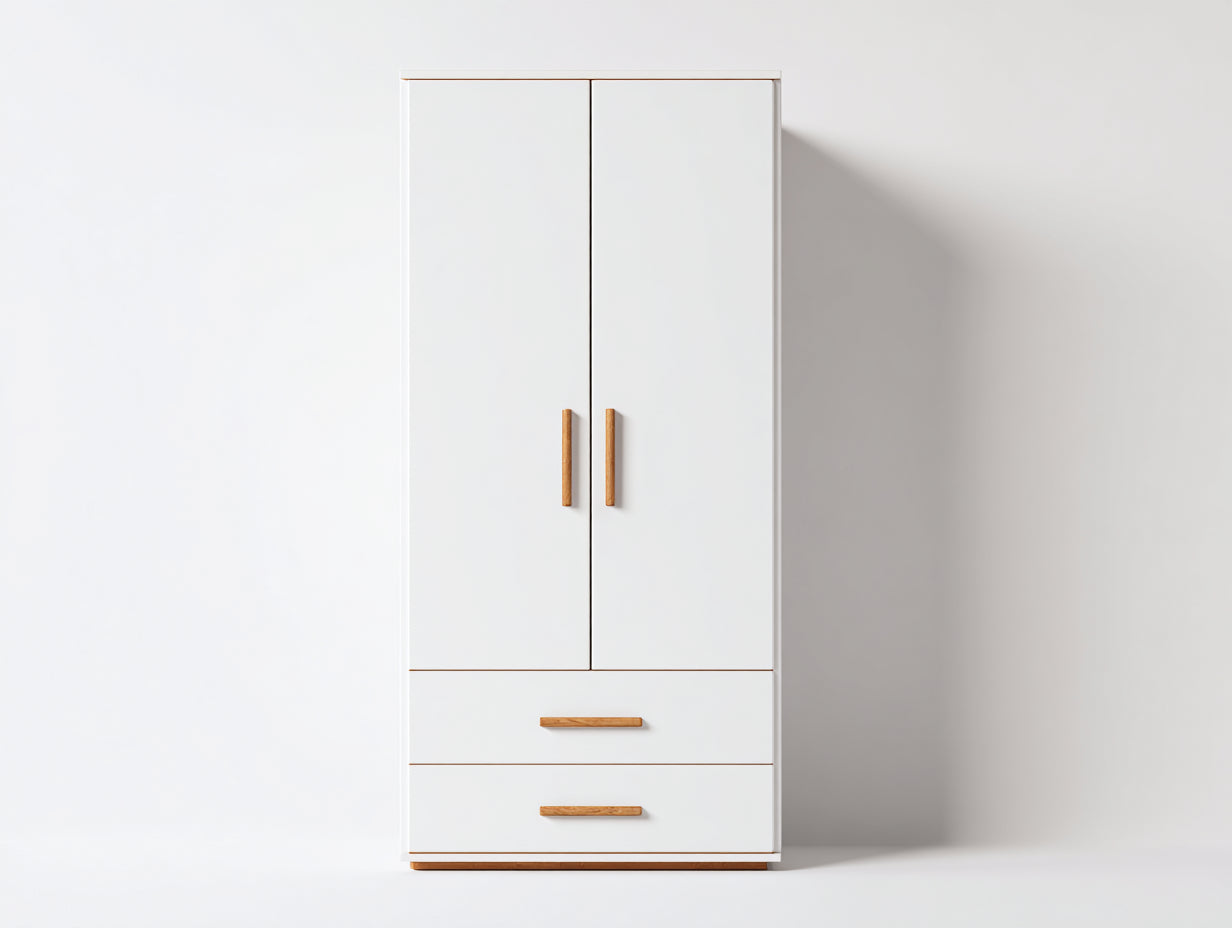 Armoire - MDF-bois - 92x50x196 cm - blanc-bois naturel - contemporain