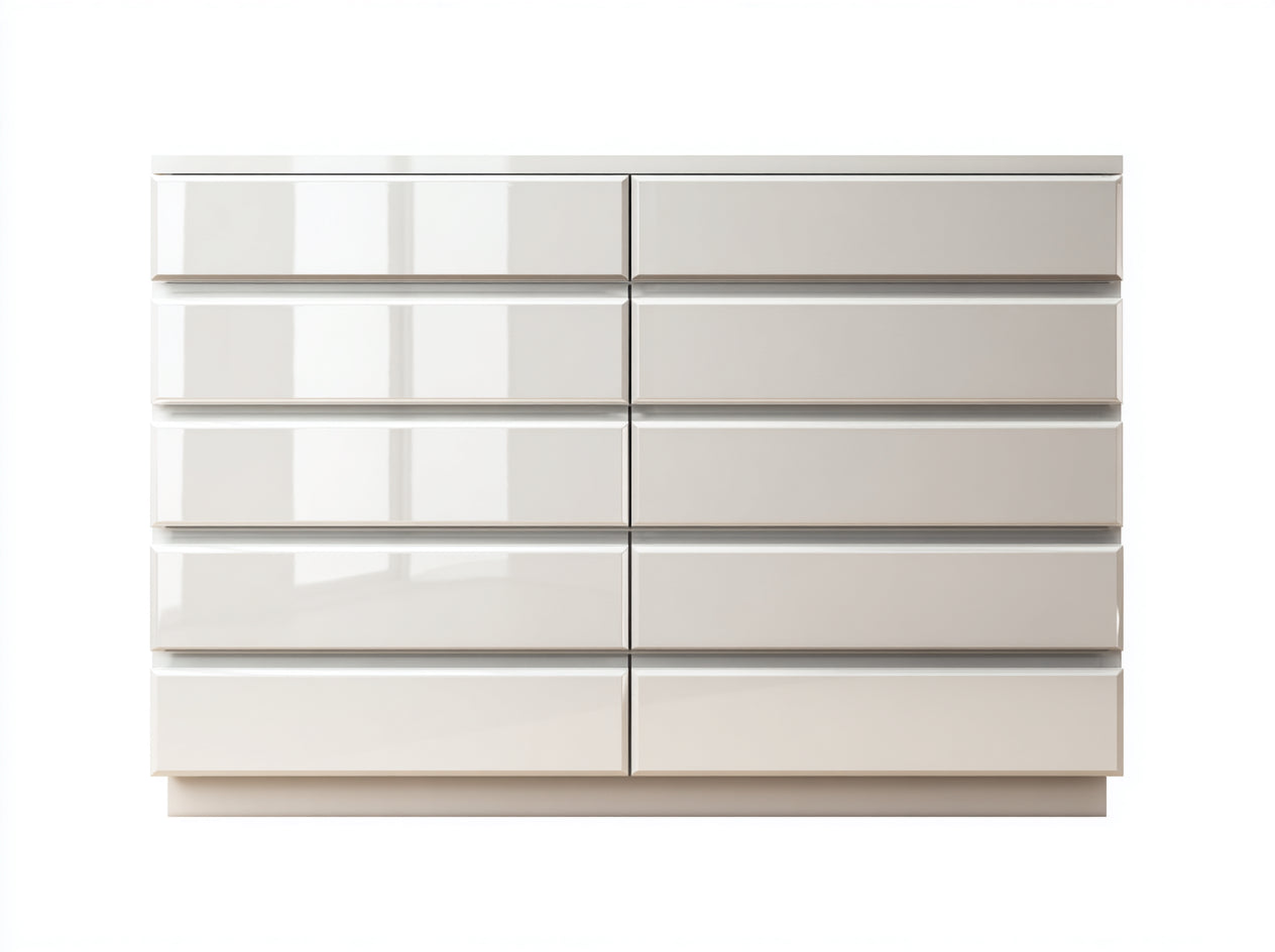 Commode - MDF - 158x44x90 cm - blanc cassé - minimaliste