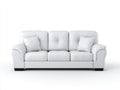 Canapé 3 places-cuir synthétique-bois massif-226x95x91 cm-blanc pur-marron foncé-style contemporain