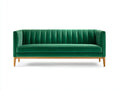 Canapé 3 places-velours-bois massif-214x86x79 cm-vert émeraude-chêne clair-style contemporain