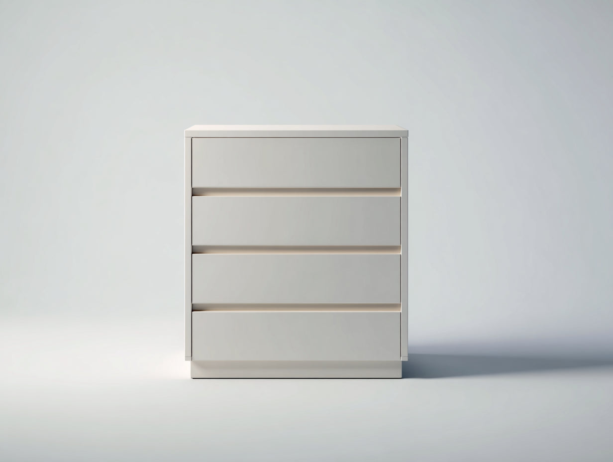 Commode - MDF - 78x42x96 cm - blanc cassé - minimaliste