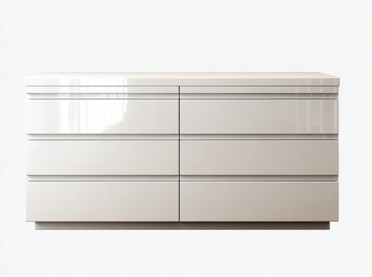 Commode - MDF - 162x45x84 cm - blanc cassé - moderne