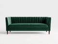 Canapé 3 places - velours-bois - 218x84x78 cm - vert émeraude-marron - moderne
