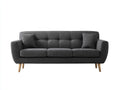 Canapé 3 places - tissu-bois - 206x84x76 cm - gris foncé-marron - rétro
