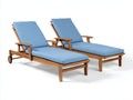 Bain de soleil - bois-tissu - 192x68x86 cm - bleu-marron - classique