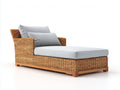 Bain de soleil - rotin-tissu-bois - 188x75x82 cm - gris-marron - rustique